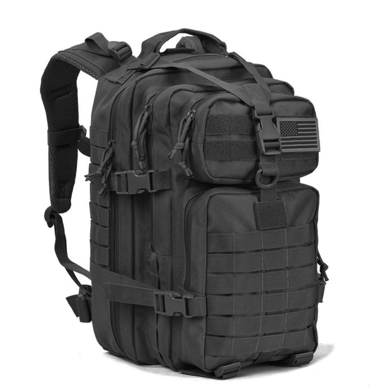 REEBOW GEAR Tactical Backpack for Men Army Molle Military Style Assault Pack Bug Bag Backpacks Daypack (34L Black) - Image 1